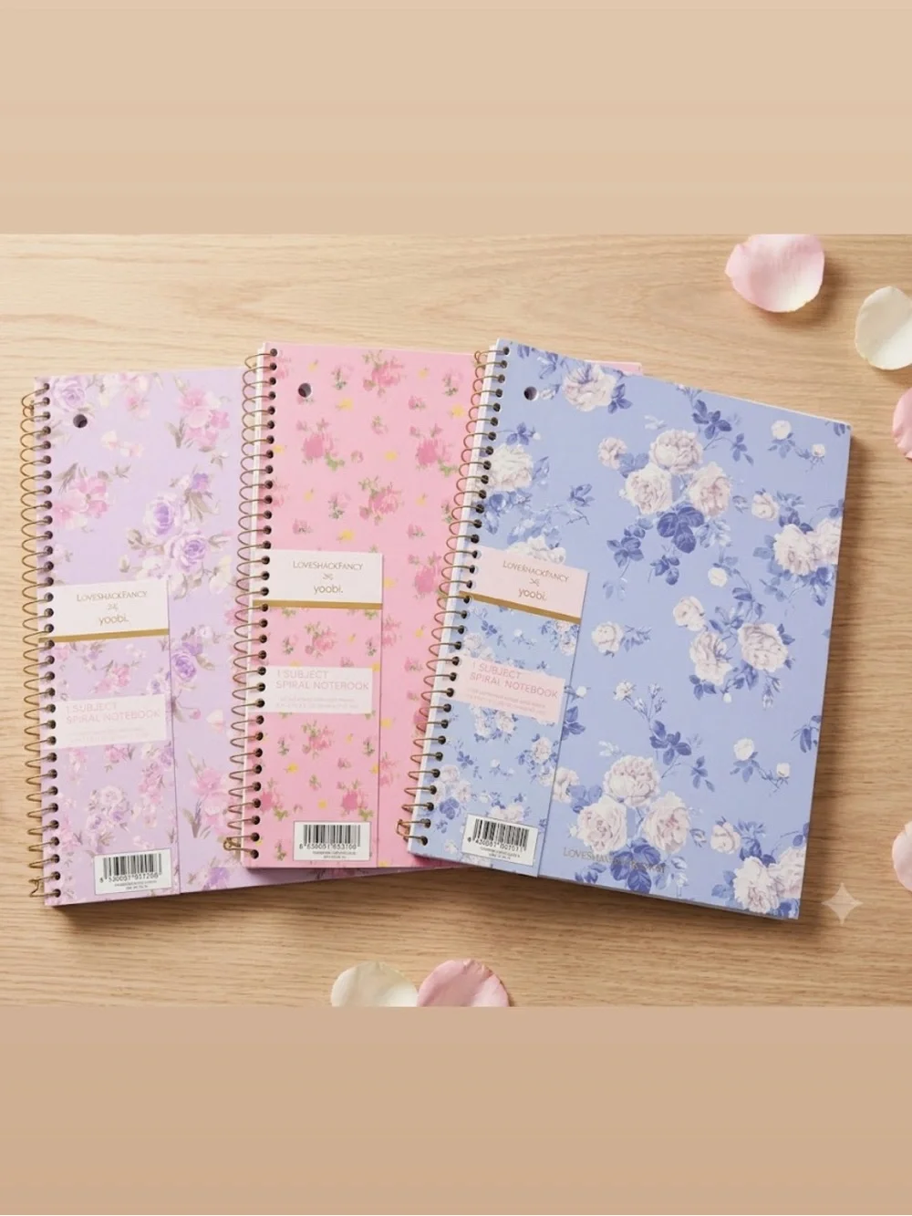 Love Shack Fancy Lavender Floral Spiral Notebooks - Set of 3